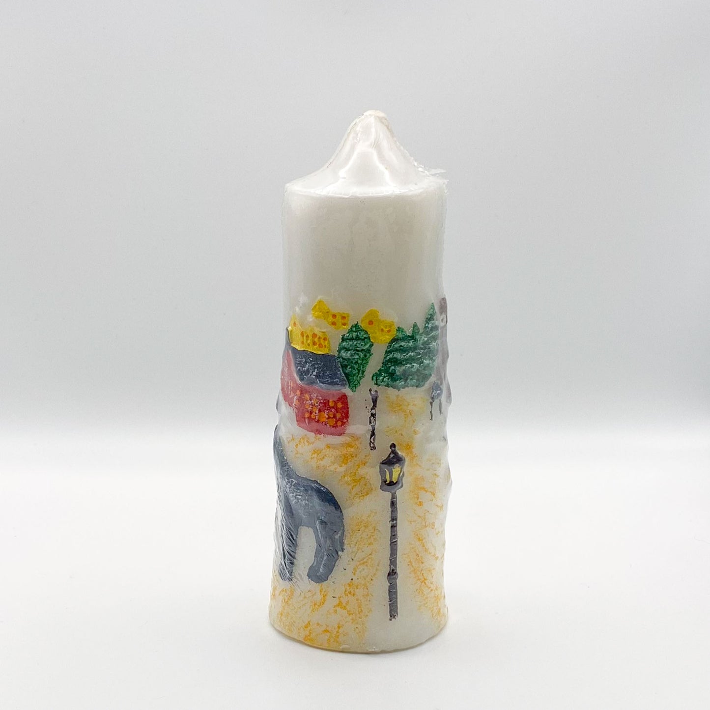 Kerze: Stumpenkerze - 3D-dekoriert "Winterlandschaft"