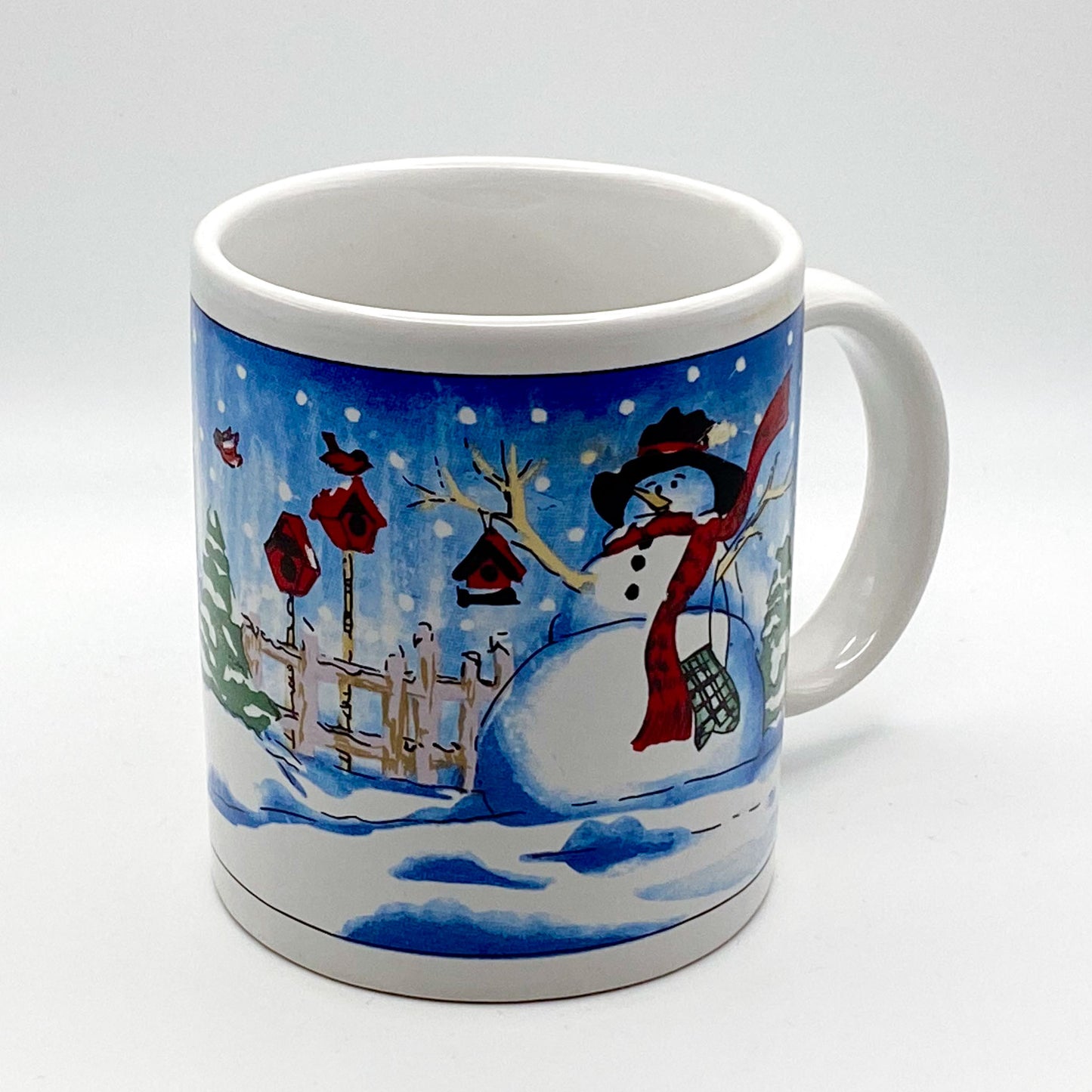 Becher - mit winterlichem Motiv: Schneemann und Winterlandschaft