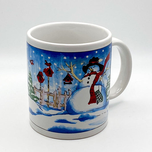 Becher - mit winterlichem Motiv: Schneemann und Winterlandschaft