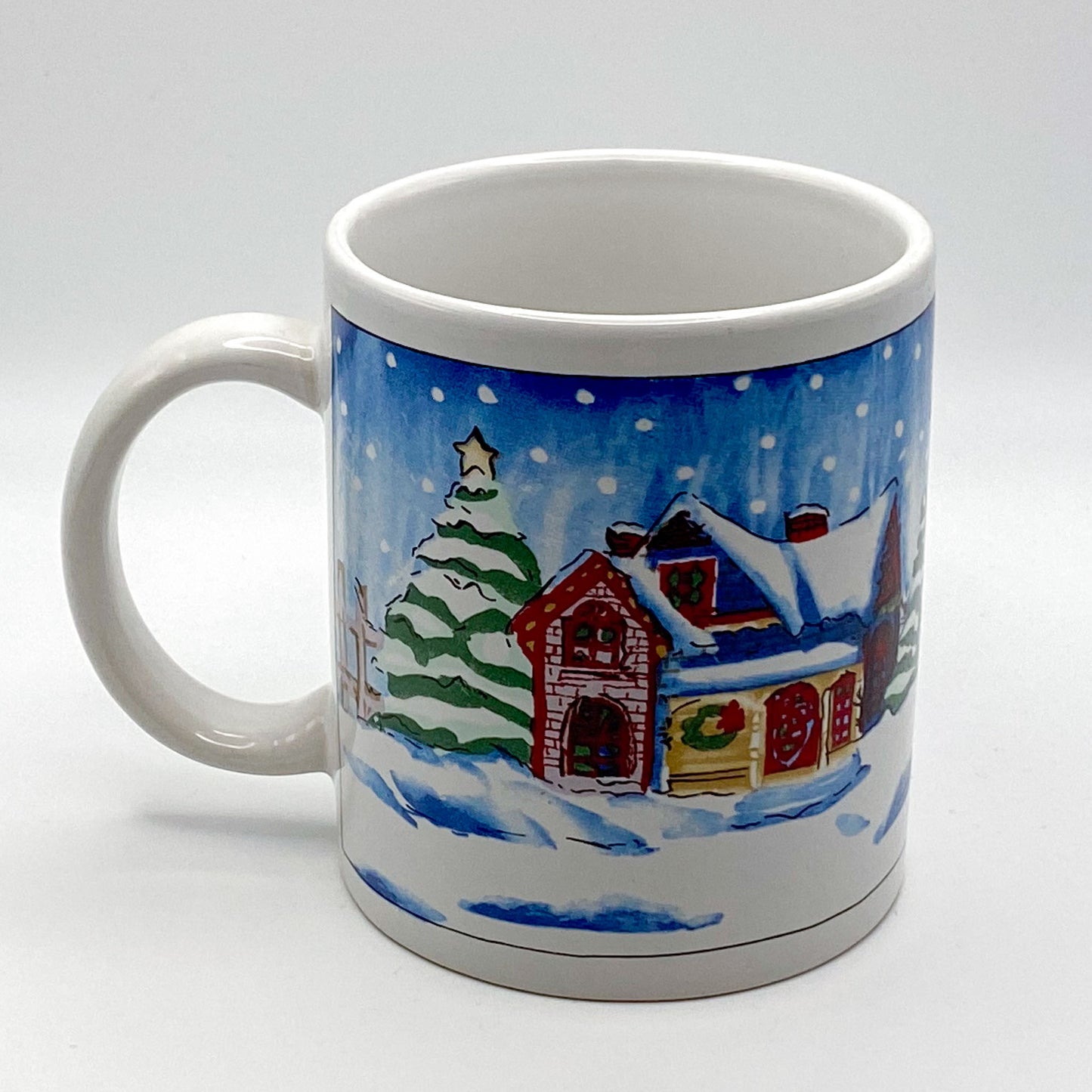 Becher - mit winterlichem Motiv: Schneemann und Winterlandschaft