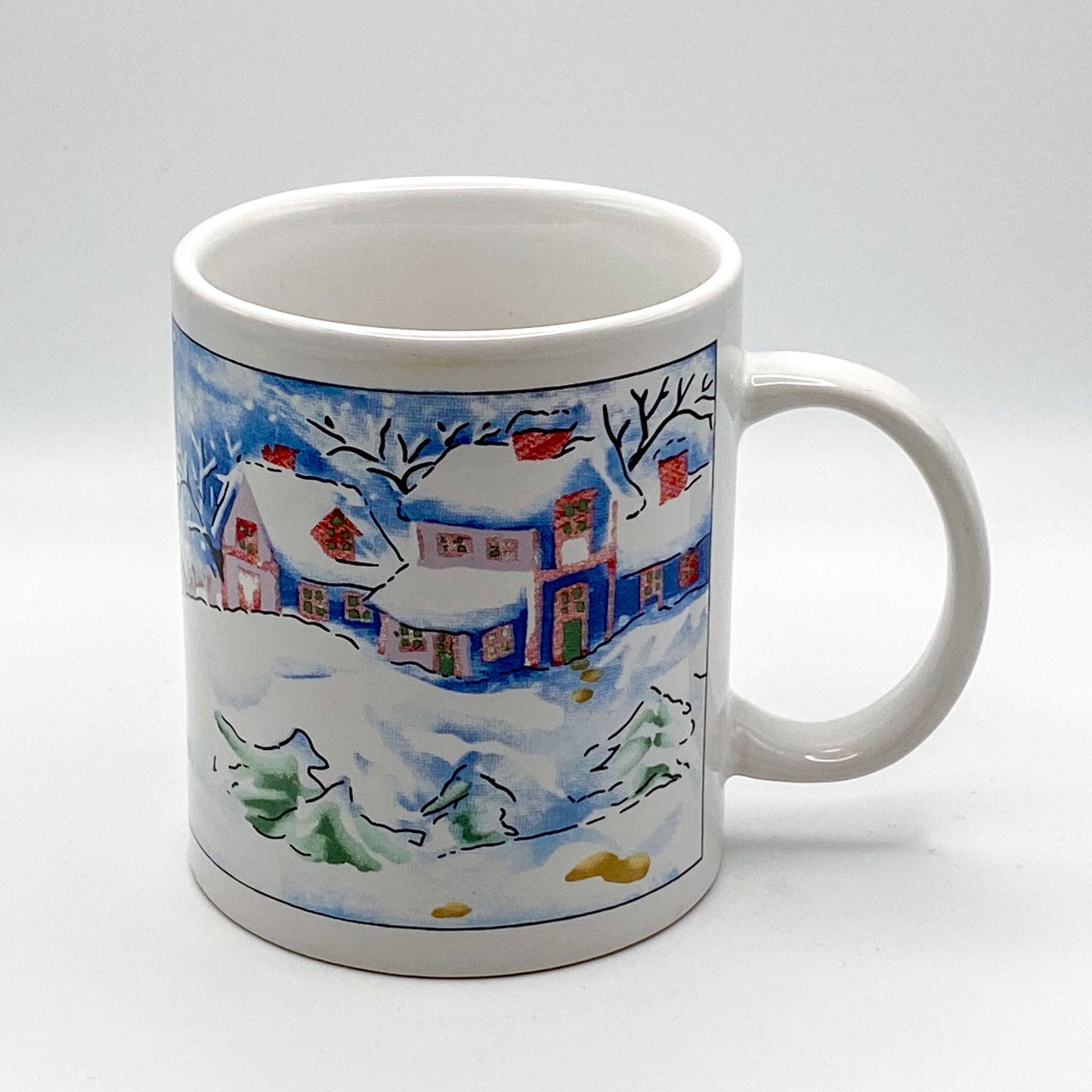 Becher -  mit winterlichem Motiv: fröhlicher Schneemann mit Zuckerstange